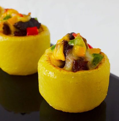 Sambal Beef Baked Potatoes with Orange Cheddar