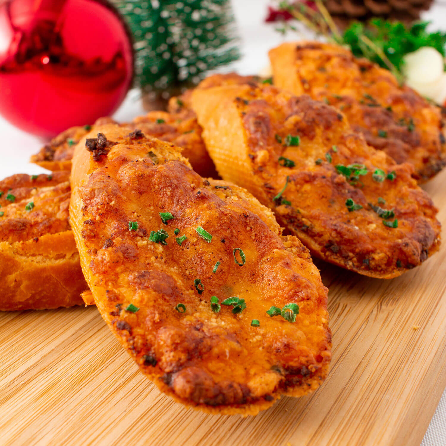 Three Cheese Garlic Bread with Paprika and Herbs
